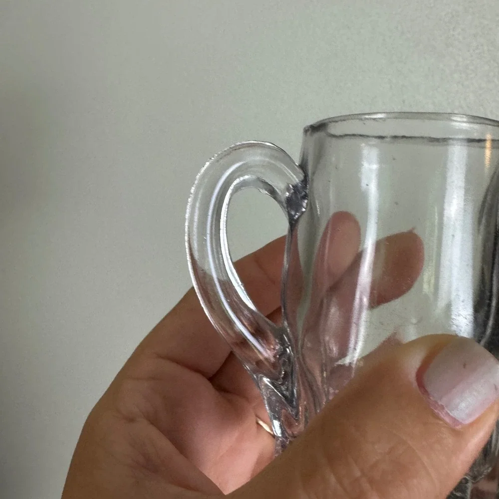 Vintage‎ Clear Pressed Glass Creamer Pitcher with handle